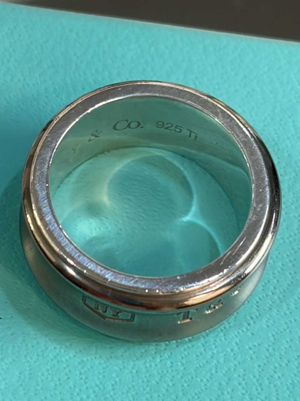 💍Tiffany & Co. 1837 Concave Vintage Sterling Silver 925 & Titanium Ring Sz 4.5 🎀 - Picture 15 of 15